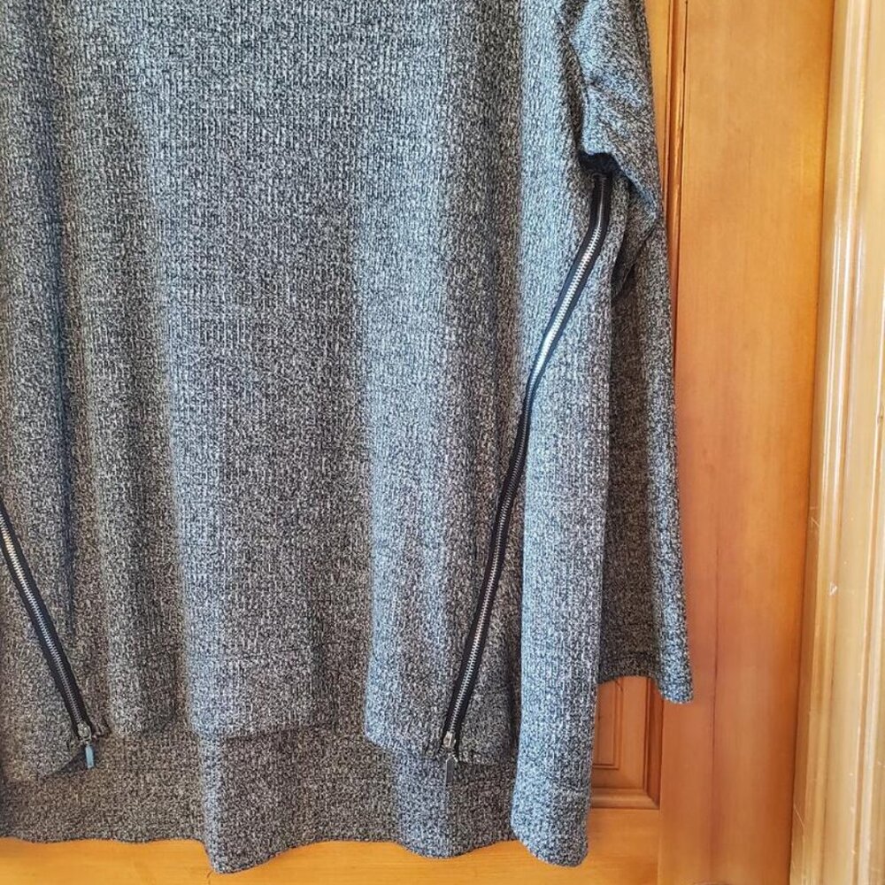 Zac & Rachel Woman Heather Black Zipper Knit Pullover Size 3X - Picture 5 of 12